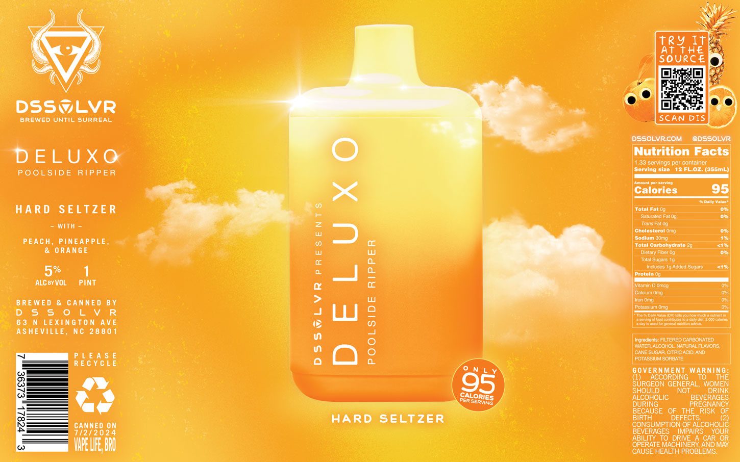Deluxo Poolside Ripper - HARD SELTZER W/ PEACH, PINEAPPLE