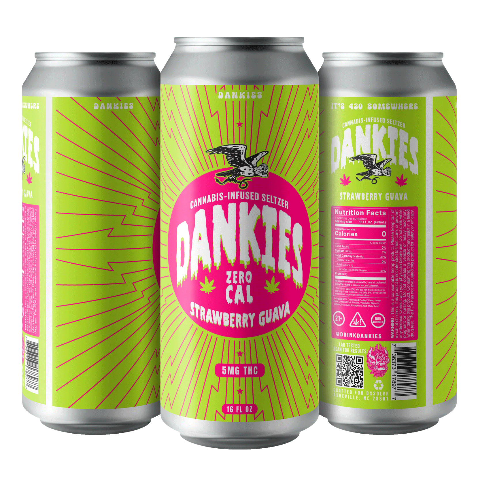 Dankies Zero Cal THC Seltzer - Strawberry Guava