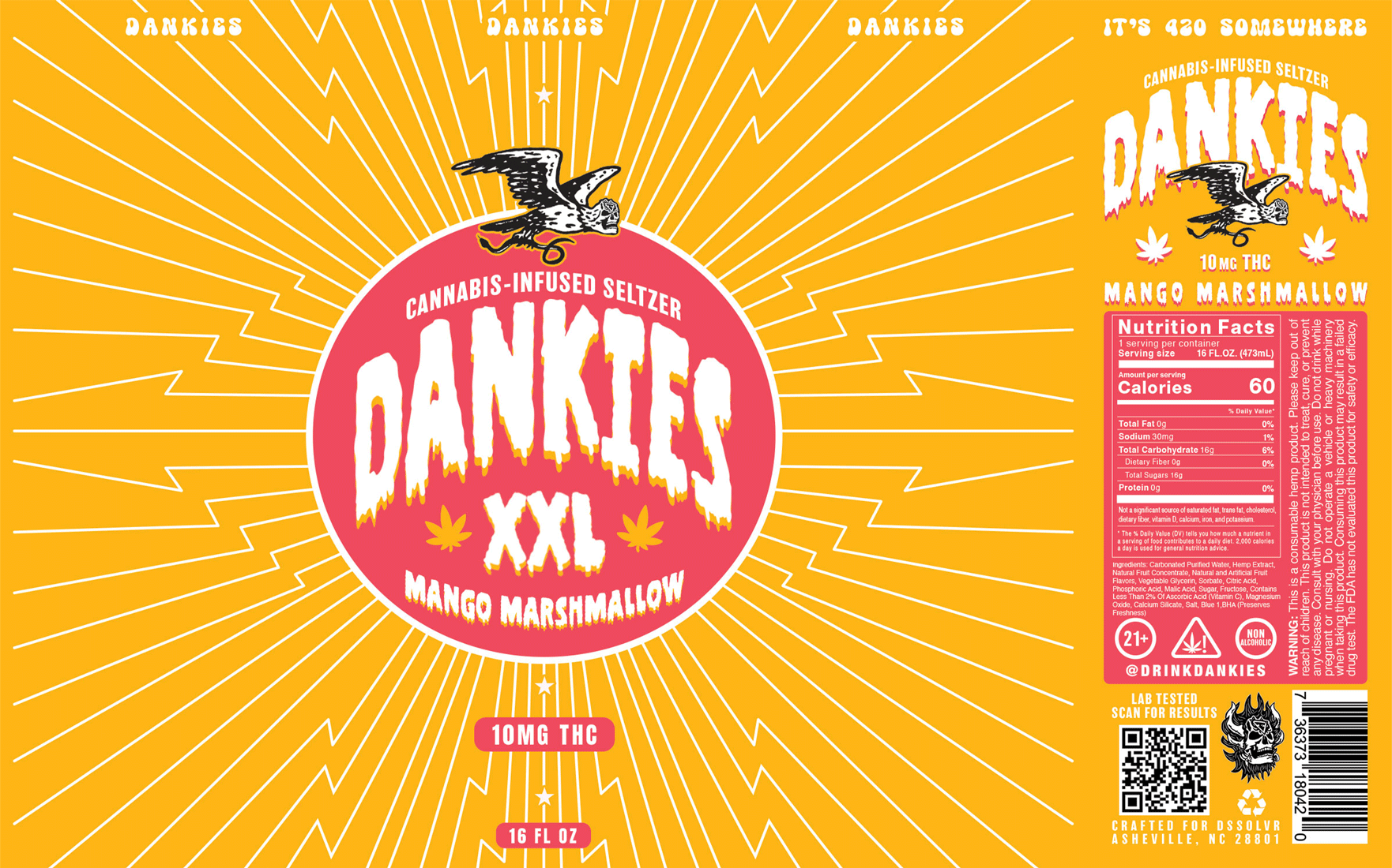 DANKIES XXL THC SELTZER - MANGO MARSHMALLOW