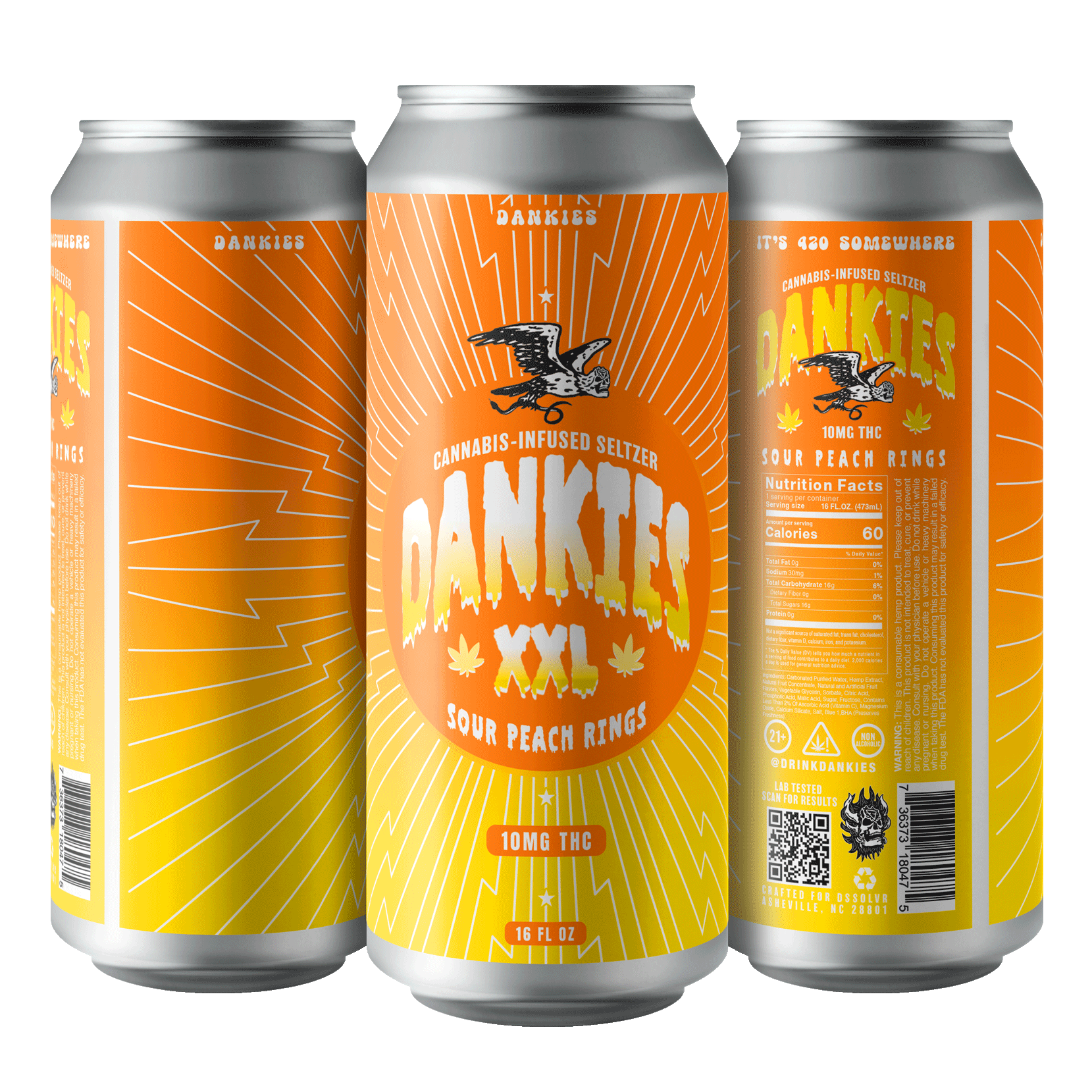 DANKIES XXL THC SELTZER - SOUR PEACH RINGS