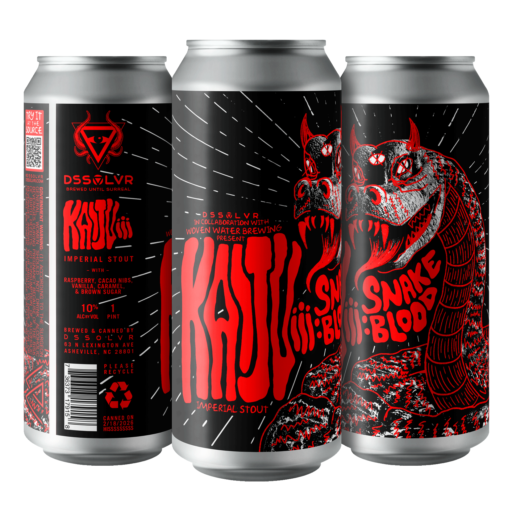 Kaiju III: Snake Blood - Raspberry, Cacao Nibs, Vanilla, Caramel, & Brown Sugar Imperial Stout(2pk)