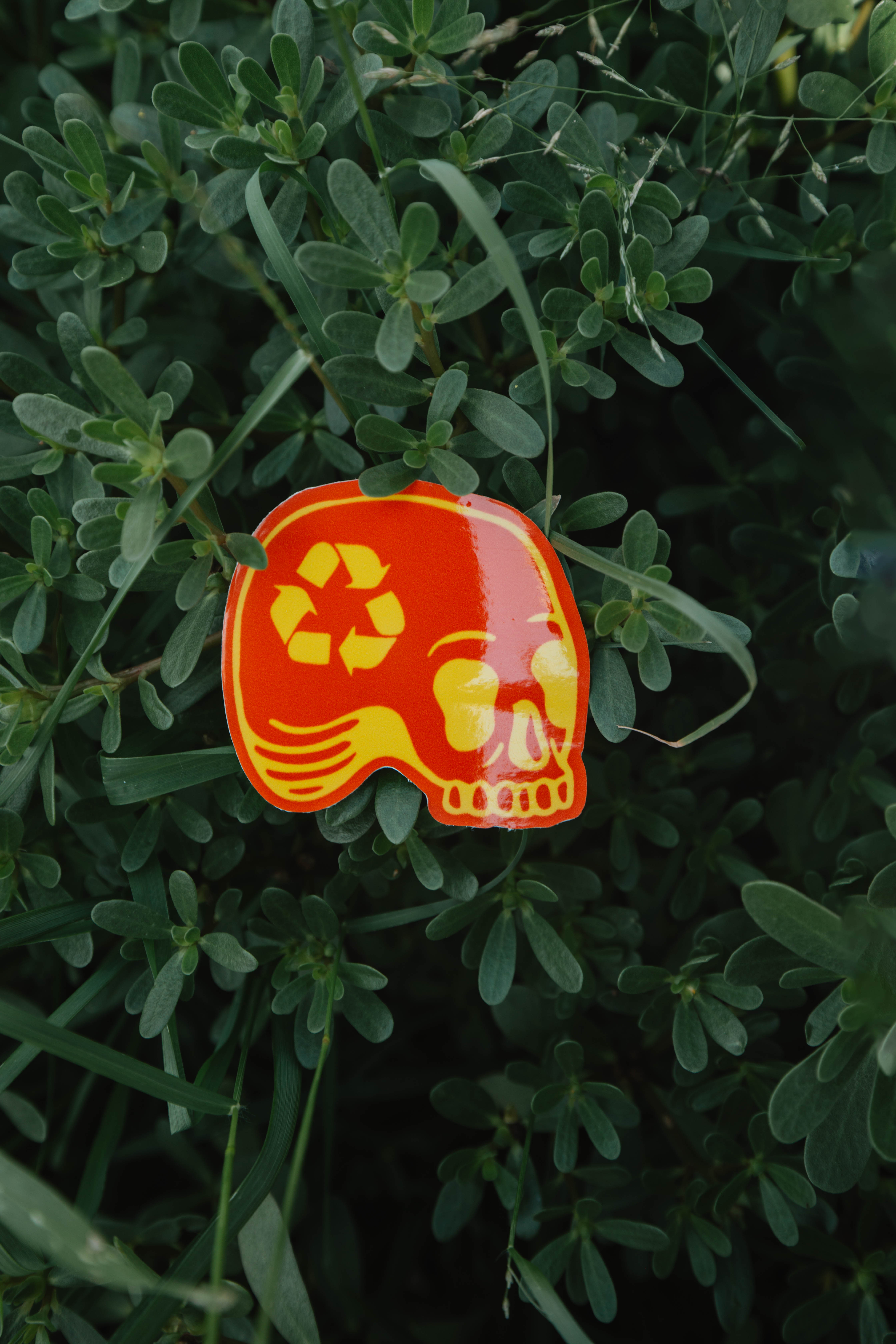 Red Recycle Skull Sticker