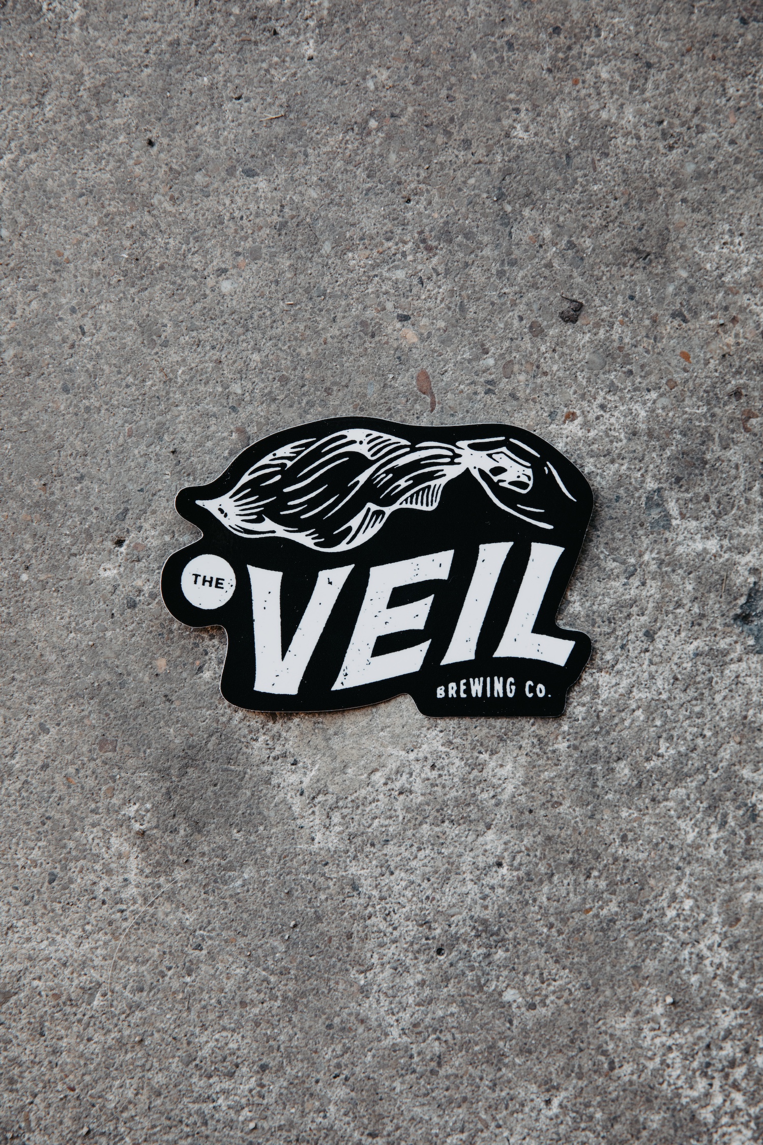 Black Stacked Text and Logo Sticker