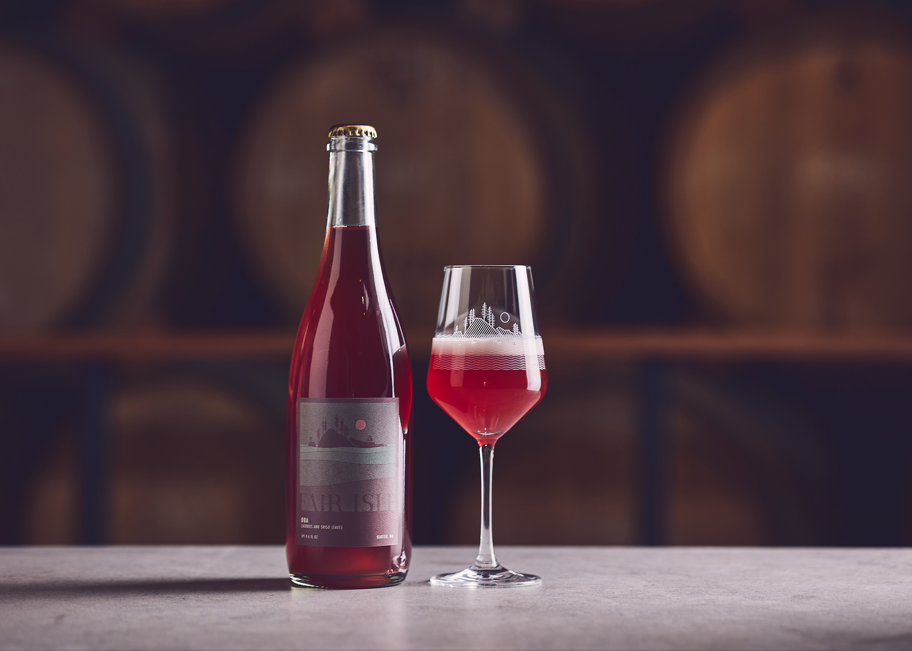 Oba - saison with cherries & shiso leaves